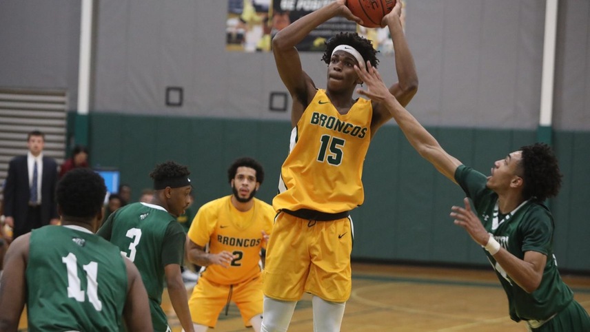 Mavenson Therneus pulls up to take a jump shot.