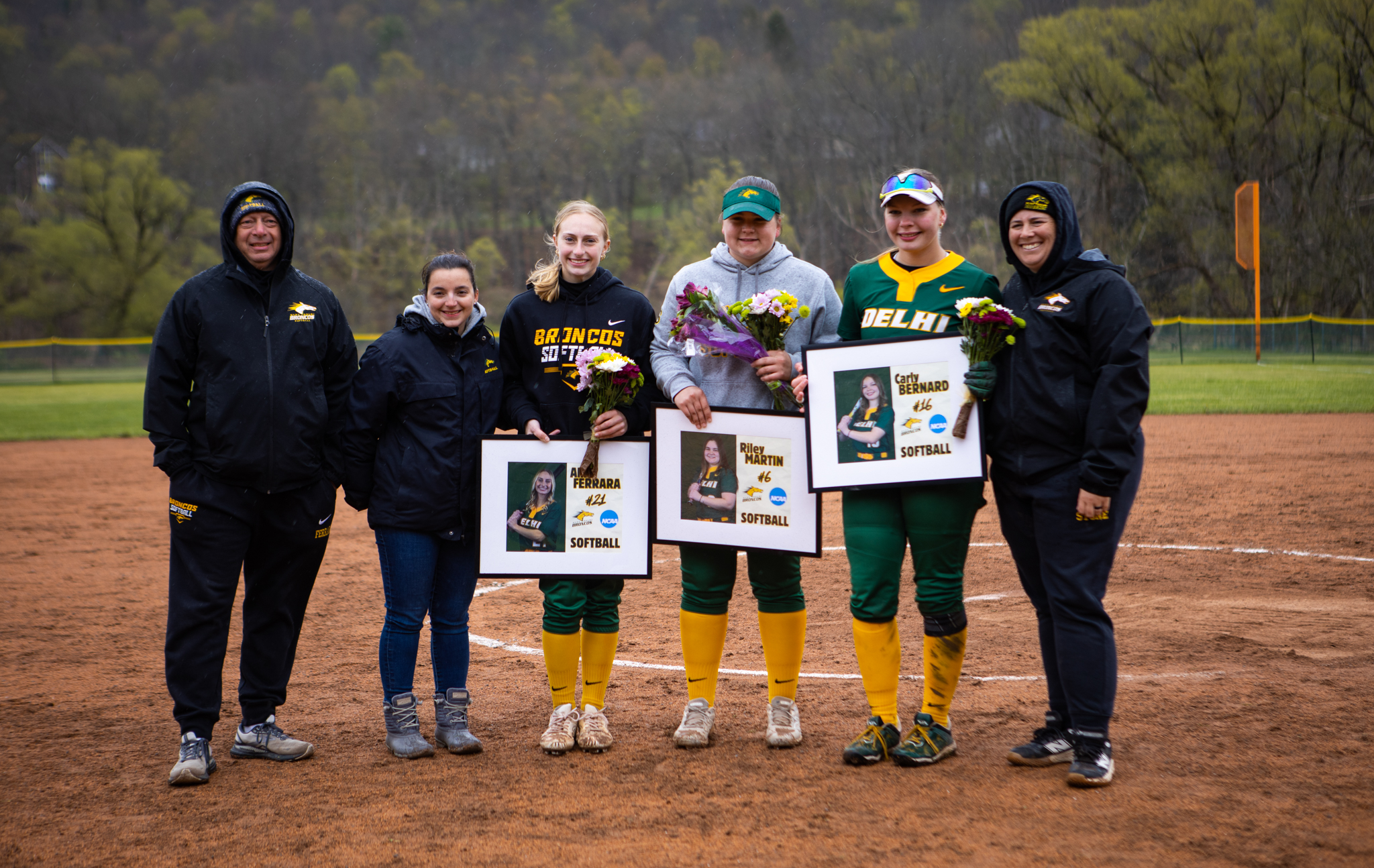Senior Riley Martin and sophomores Alethea Ferrara and Carly Bernard pose on their recognition day