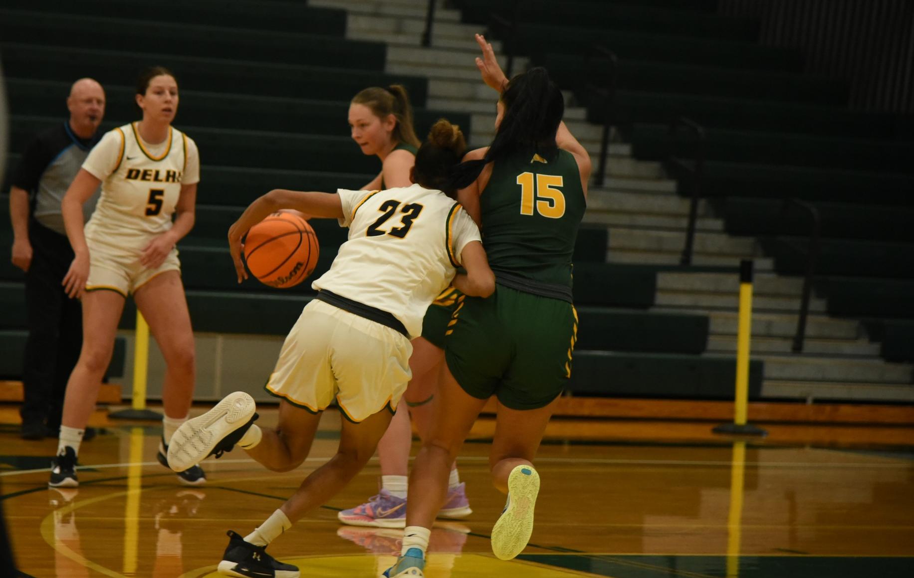 Delhi Women's Basketball Wins Big against Wells College on the Road